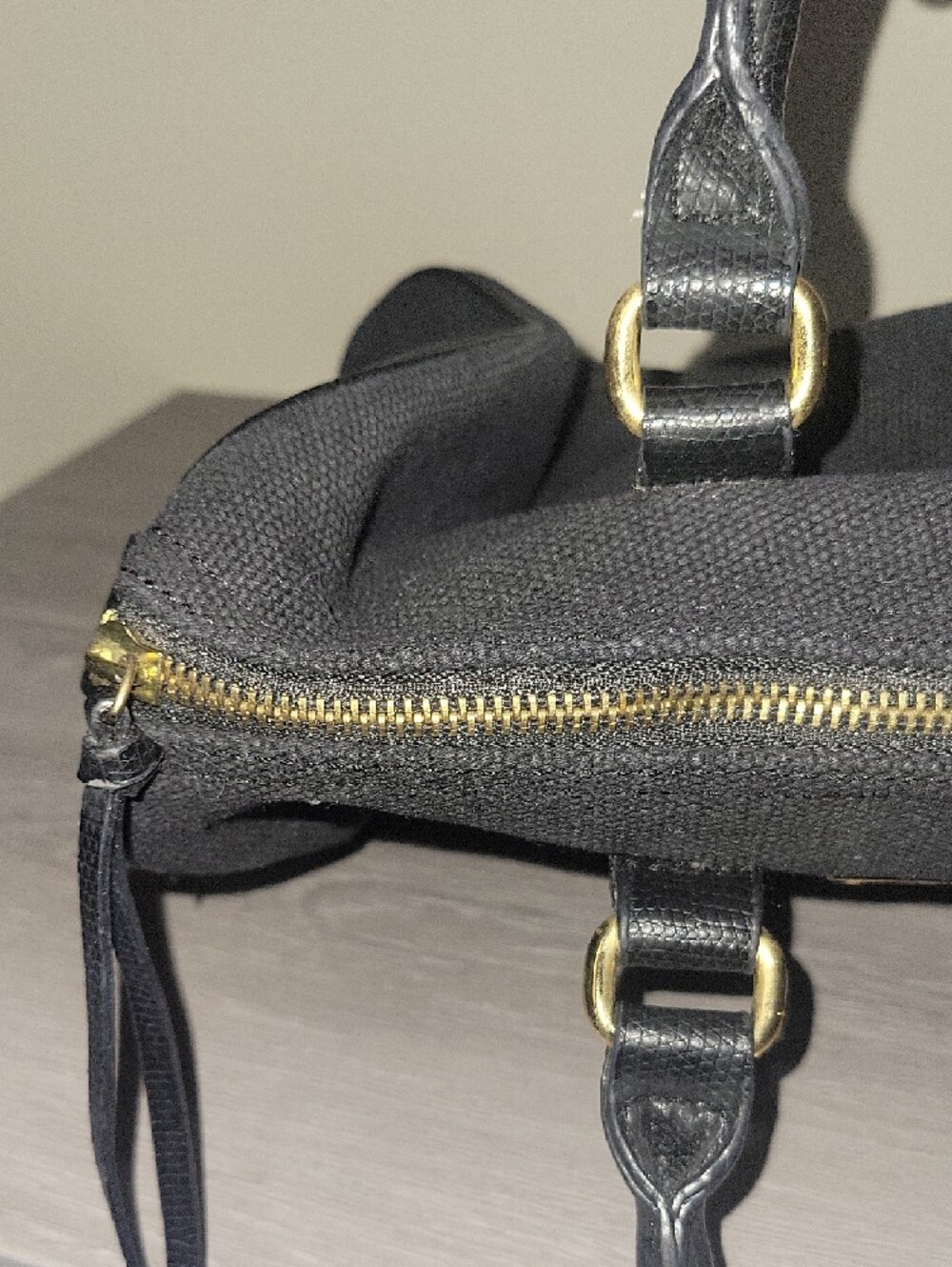 Victoria's Secret Black Canvas Handbag with Gold Logo Plaque - Picture 5 of 11
